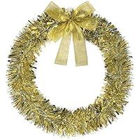 Algopix Similar Product 14 - Gold  Silver Medium Tinsel Wreath 