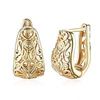 Algopix Similar Product 12 - Dainty Filigree Wide Hoop Earrings for