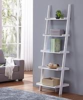 Algopix Similar Product 10 - White Finish 5 Tier Bookcase Shelf