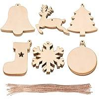 Algopix Similar Product 7 - WXJ13 30 PCS 6 Styles Wooden Christmas