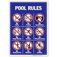 Algopix Similar Product 6 - Pool Rules Sign No Diving No Pushing