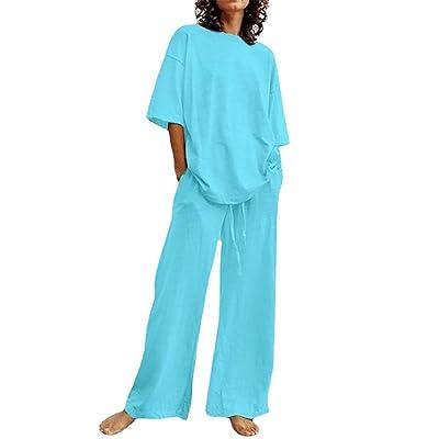 Best Deal for Dgoopd Summer Cotton Linen 2 Piece Outfits for Women Casual