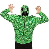 Algopix Similar Product 5 - JINX Minecraft Mens Creeper ZipUp
