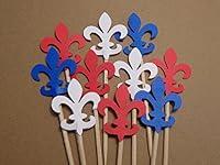Algopix Similar Product 13 - Fleur De Lis Cupcake Toppers in Red