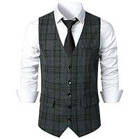 Algopix Similar Product 1 - Men Suit Vest Business Formal Plaid