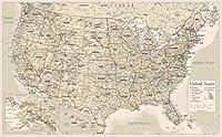 Algopix Similar Product 7 - Antique Style USA Map  Wall Chart Map