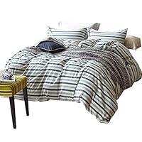 Algopix Similar Product 20 - Blue Striped Queen Duvet Cover Set