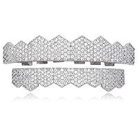 Algopix Similar Product 14 - LuReen 8 Teeth Grillz Silver Diamond CZ