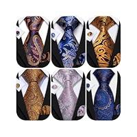 Algopix Similar Product 5 - BarryWang Men Gold Paisley Tie Set