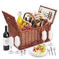 Algopix Similar Product 5 - Juvale Wicker Picnic Basket for 4 with
