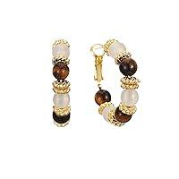 Algopix Similar Product 19 - SIXFOX Tiger Eye Gemstone Earrings 14k