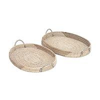 Algopix Similar Product 2 - Benzara Handwoven Seagrass Set of 2 Tray