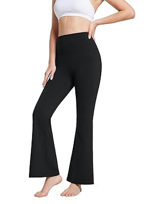Womens Flare Leggings High Waist Stretchy Yoga Pants with Pockets