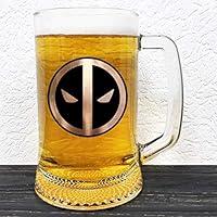 Algopix Similar Product 2 - Deadpool Glass Beer Mug  Marvel Comics