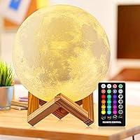Algopix Similar Product 4 - DTOETKD Moon Lamp 16 Colors 3D Printed
