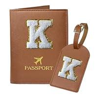 Algopix Similar Product 8 - COSHAYSOO Brown Initial Passport Cover