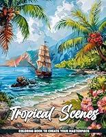 Algopix Similar Product 10 - Tropical Scenes Coloring Book Adult