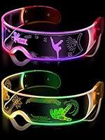 Algopix Similar Product 15 - 2 Pairs LED Visor Glasses 7 Colors
