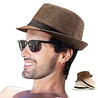 Algopix Similar Product 12 - Mens Fedora Hats Straw Hat for Men
