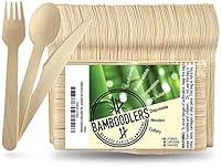 Algopix Similar Product 8 - BAMBOODLERS Disposable Wooden Cutlery