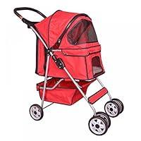 Algopix Similar Product 13 - Red 4 Wheels Pet Stroller Cat Dog Cage