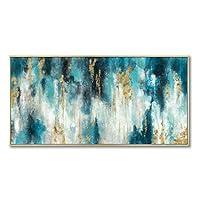 Algopix Similar Product 2 - Turquoise Abstract Canvas Painting Wall