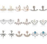 Algopix Similar Product 2 - 9 Pairs Rose Gold Silver Hollow Lotus