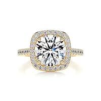 Algopix Similar Product 8 - 3 CT Cushion Cut Halo Engagement Ring