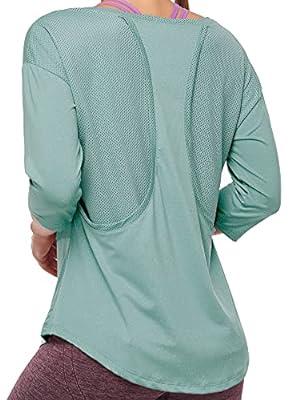 Best Deal for COOTRY 3/4 Sleeve Yoga Tops for Women Loose Fit Tee Shirts