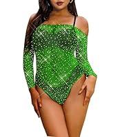 Algopix Similar Product 17 - LUCKELF Womens Black Fishnet Bodysuit