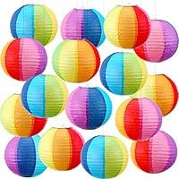 Algopix Similar Product 20 - Treela 16 Sets Paper Lanterns Rainbow