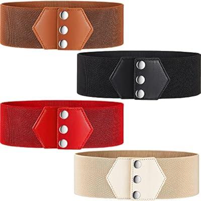 SATINIOR 6 Pieces Women Wide Belt Elastic Cinch Waistband Stretchy Dress  Waist Belt with buckle for Ladies, One Size : : Fashion