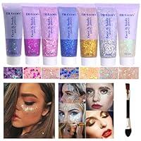 MEICOLY Gold Body Glitter Gel,Concerts Face Glitter for Women,Mermaid  Sequins Liquid Holographic Chunky Glitter for Music