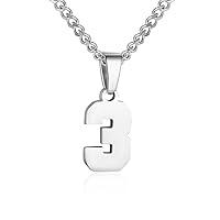 Algopix Similar Product 8 - Number Necklace for Boy Silver Athletes