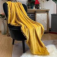 Algopix Similar Product 12 - LOMAO Flannel Blanket with Pompom