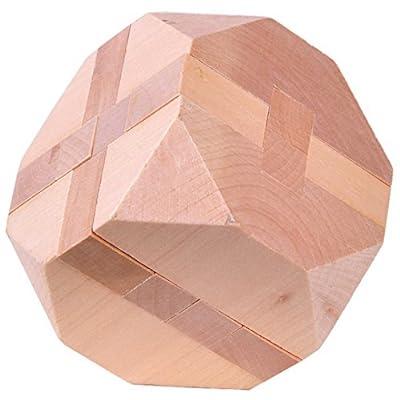 Best Deal for KINGOU Wooden Tetrakaidecahedron Lock Logic Puzzle