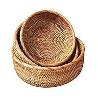 Algopix Similar Product 4 - Fruit Baskets Round Handmade Rattan