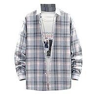 Algopix Similar Product 18 - Spring Fall Plaid Shirt Jacket for Men