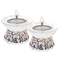 Algopix Similar Product 20 - Set of 2 3 Candlesticks with Jerusalem