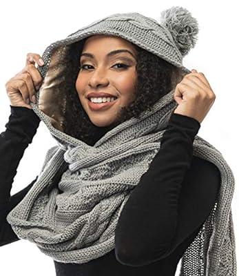 Best Deal for MAYA, Silk Satin Lined Slouchy Beanie & Scarf, Knit, Ash
