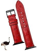 Algopix Similar Product 9 - Red Ostrich Leather Band Compatible for