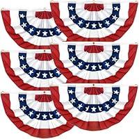 Algopix Similar Product 1 - 6 Pack USA Pleated Bunting Fan Flags