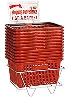 Algopix Similar Product 9 - Red Shopping Baskets with Stand  Set