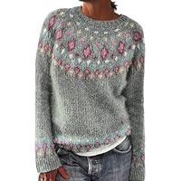 Algopix Similar Product 13 - Womens Knitted Fair Isle Print Retro