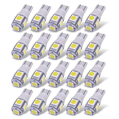 Best Deal for YITAMOTOR 20 PCS T10 Wedge 5-SMD 5050 Cool White LED