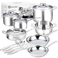 Algopix Similar Product 9 - Nevlers 15 Pcs Stainless Steel Pots and