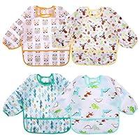 Algopix Similar Product 20 - Accmor 4 Pack Long Sleeve Baby Bibs