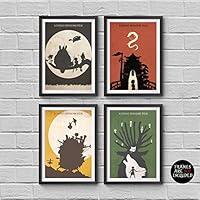 Algopix Similar Product 7 - Hayao Miyazaki Minimalist Poster Set 4