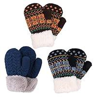 Algopix Similar Product 14 - 3 Pairs Boys Sherpa Lined Knit Mittens