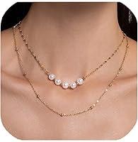 Algopix Similar Product 17 - Dainty Gold Pearl Necklace for Women